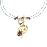 Shiny gold Ovals with Plum Catsite - Christophe Poly Necklace